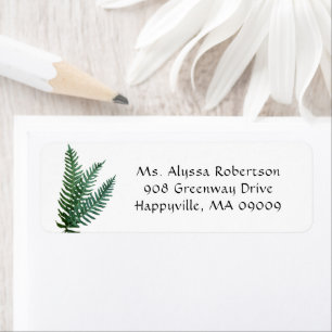 Green Fern Leaves Nature Themed Return Address Label