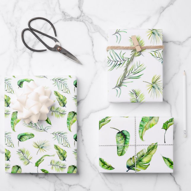 Green Fern Leaves  Wrapping Paper Sheet (Front)