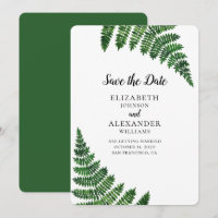 Green fern. Modern forest botanical save the date