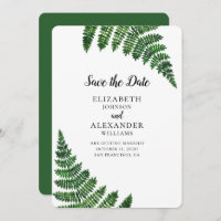 Green fern. Modern forest botanical save the date