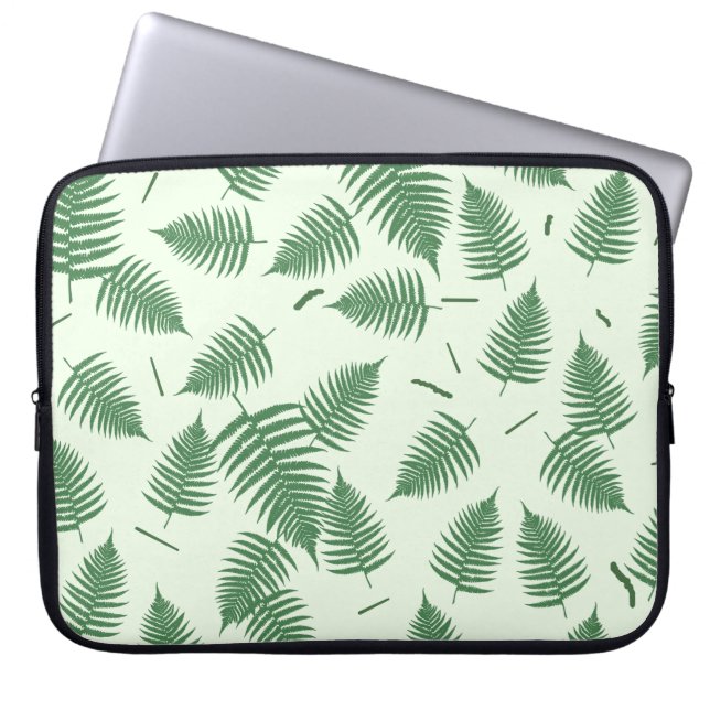 Green  Fern Plant Leaf Pattern Laptop Sleeve (Front)
