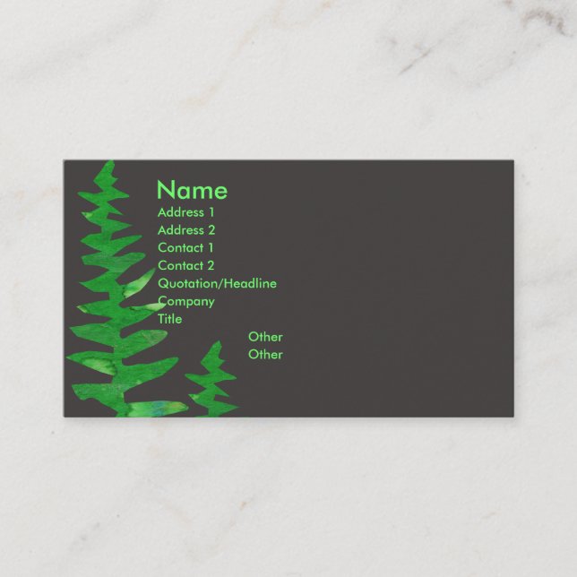 Green Fern Professional Watercolor house Plant Business Card (Front)