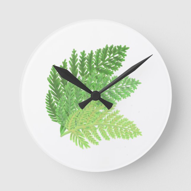 Green Fern Trio Round Clock (Front)