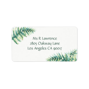 Green Fern Watercolor Address Labels