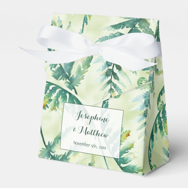 Green Fern Wedding Favour Boxes (Front Side)