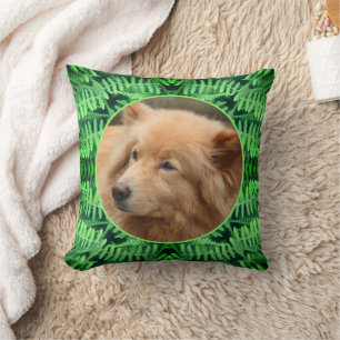 Green Ferns Frame Create Your Own Pet Photo     Cushion