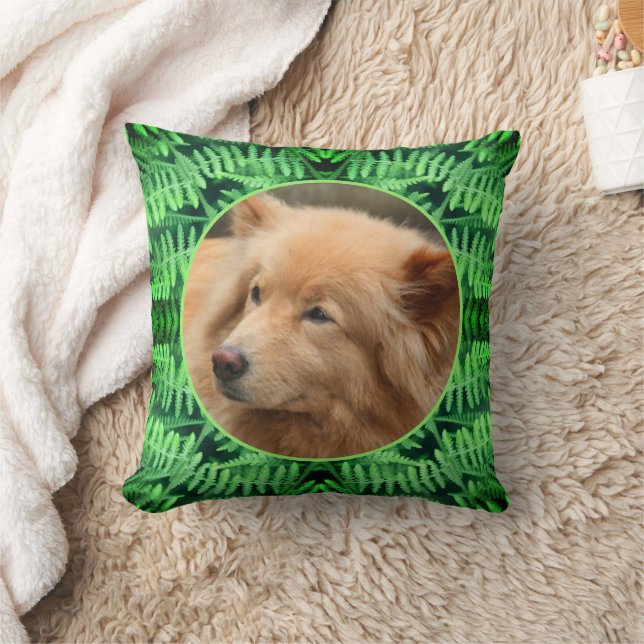 Green Ferns Frame Create Your Own Pet Photo     Cushion (Blanket)