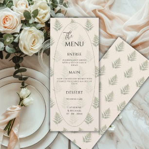 Green Ferns Frame Elegant Wedding Menu