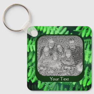 Green Ferns Frame Personalized Photo  Key Ring