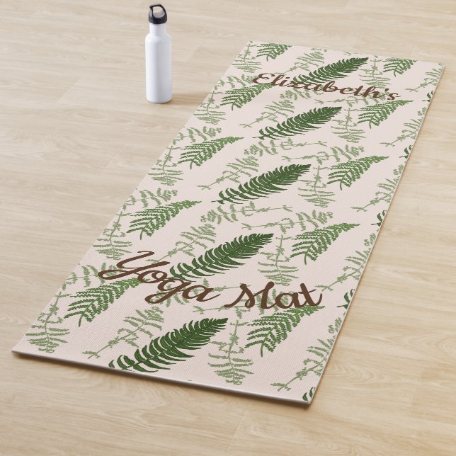 Green ferns name place surface pattern  yoga mat (In Situ)