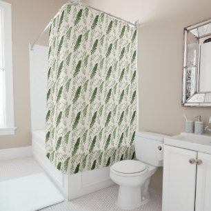 Green ferns repeat surface pattern shower curtain