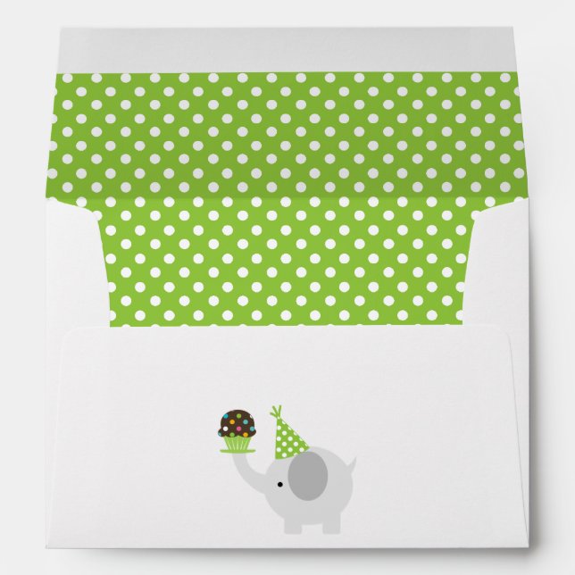 Green Festive Birthday Elephant Envelopes (Back (Bottom))