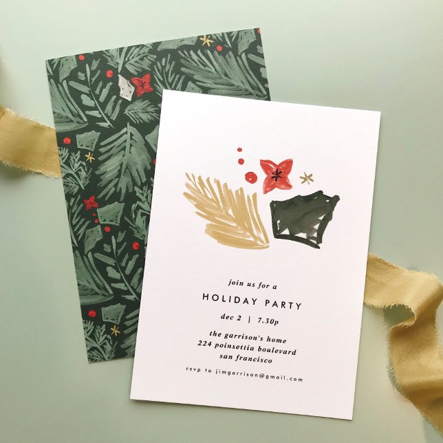 Green Festive Botanical Holiday Party Invitation (Creator Uploaded)