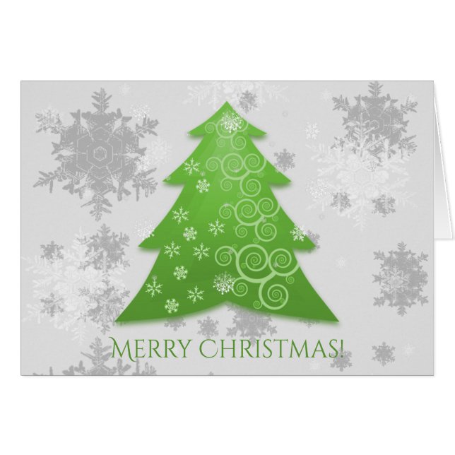 Green Festive Christmas Tree Holiday Greeting Card (Front Horizontal)