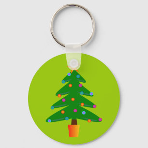 Green Festive Christmas Tree Key Ring