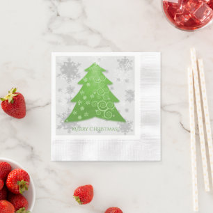 Green Festive Christmas Tree Paper Napkin