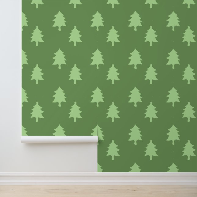  Green Festive Christmas Tree Peel and Stick Wallpaper (Application)