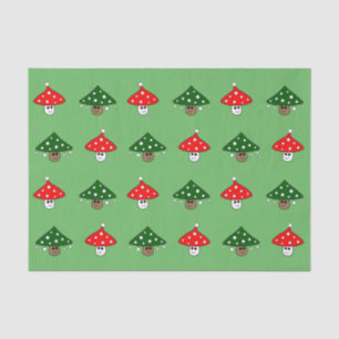 Green Festive Mushrooms Tissue Paper