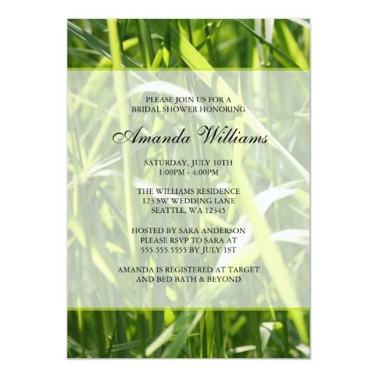 Green Field Grass Outdoor Bridal Shower Card