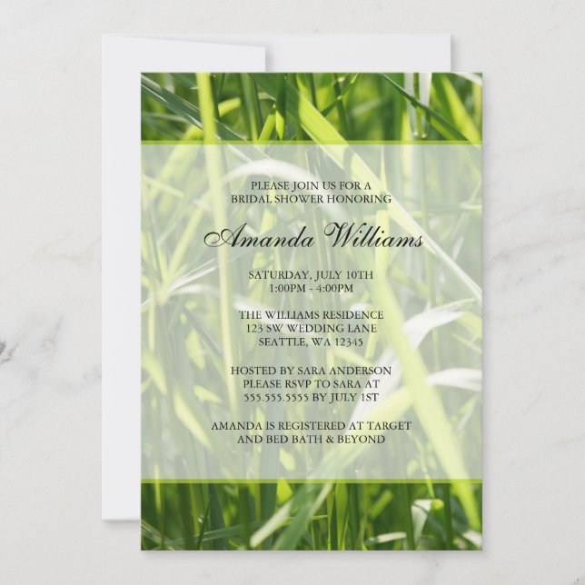 Green Field Grass Outdoor Bridal Shower Invitation (Front)