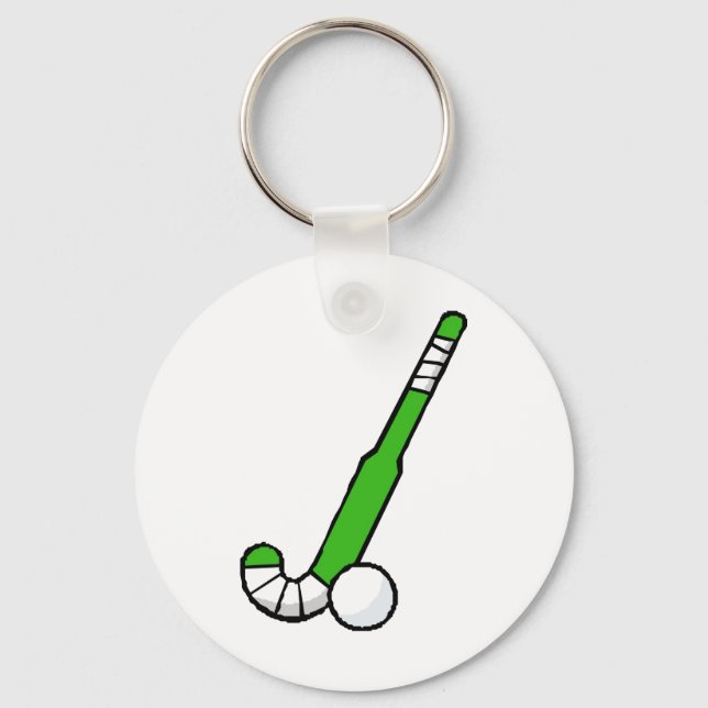 Green Field Hockey Stick Key Ring (Front)