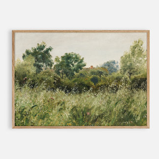 Green Field Large Vintage Oil  Poster