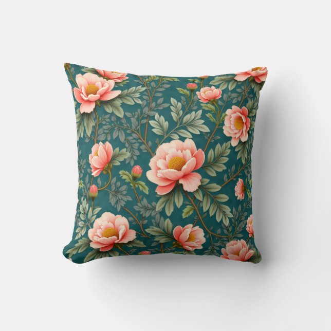 Green field roses cushion (Front)