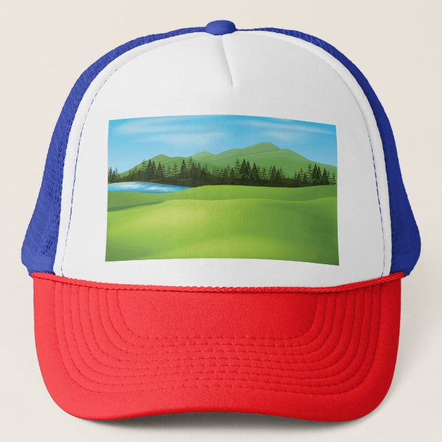  Green field Trucker Hat (Front)