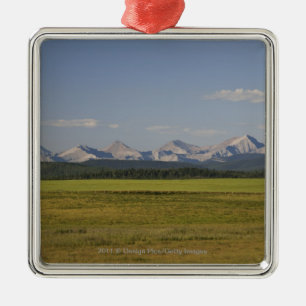 Green Fields And Rolling Hills With Mountains Metal Tree Decoration