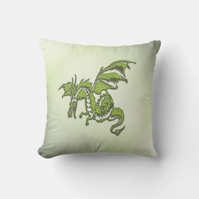 Green Fighting Dragon Cushion (Front)