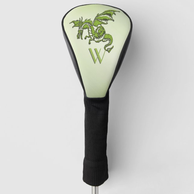 Green Fighting Dragon Monogram Golf Head Cover (Front)