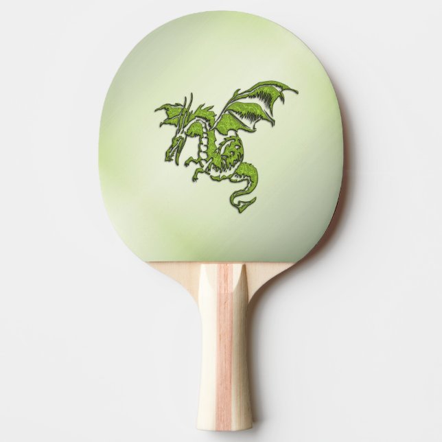 Green Fighting Dragon Ping Pong Paddle (Front)