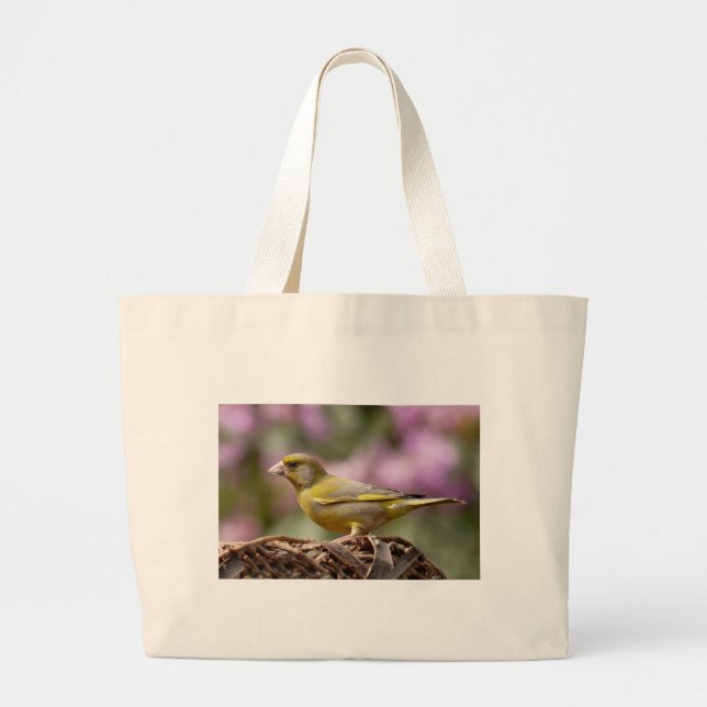 Green Finch Large Tote Bag (Front)