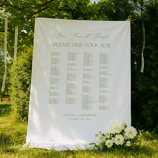 Green Find Your Seat Fabric Wedding Seating Chart  Tapestry (Creator Uploaded)