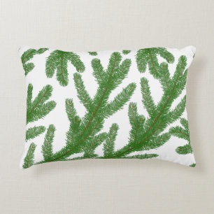 Green fir tree branches decorative cushion
