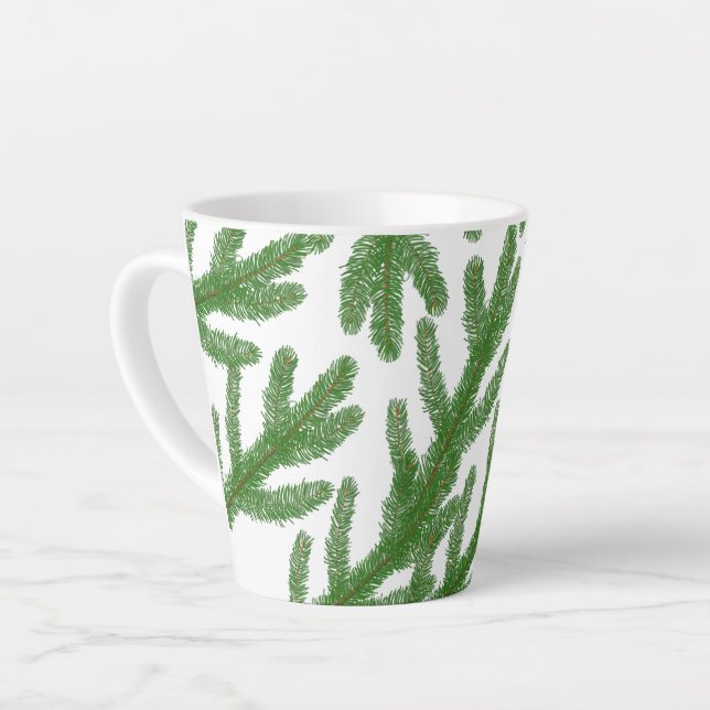 Green fir tree branches  latte mug (Left Angle)