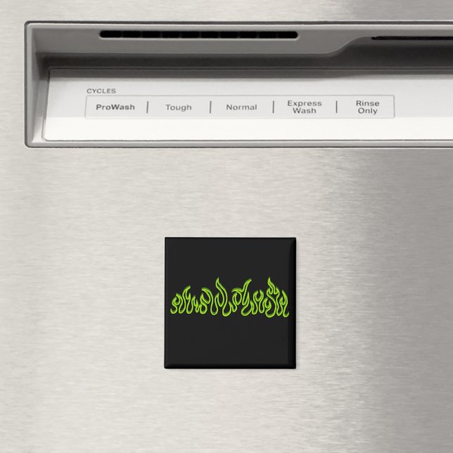 Green Fire Flames Blaze Outlines Magnet (In Situ (Dishwasher))