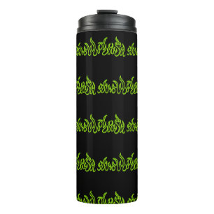 Green Fire Flames Blaze Outlines Thermal Tumbler