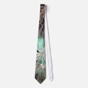 Green Fireworks At Night Tie