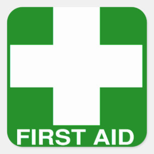 Green First Aid Sign Square Sticker