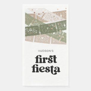 Green First Fiesta Birthday Guest Towel Napkins