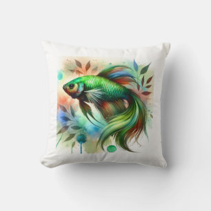 Green Fish 300724AREF139 - Watercolor Cushion