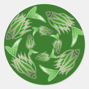 Green Fish Circling Sticker