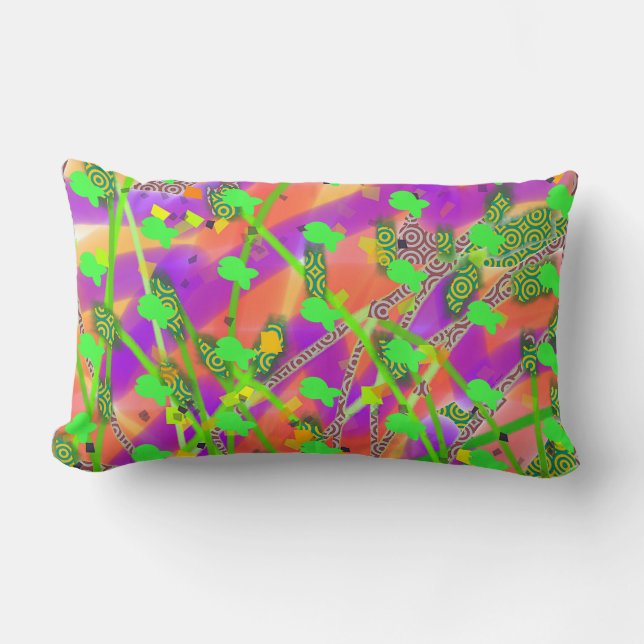 Green Fish Pattern  Lumbar Cushion (Front)