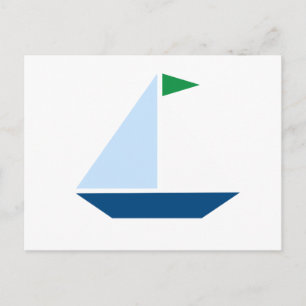 Green Flag Sail Boat Postcard