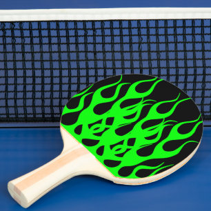 Green Flame Graphics Ping Pong Paddle