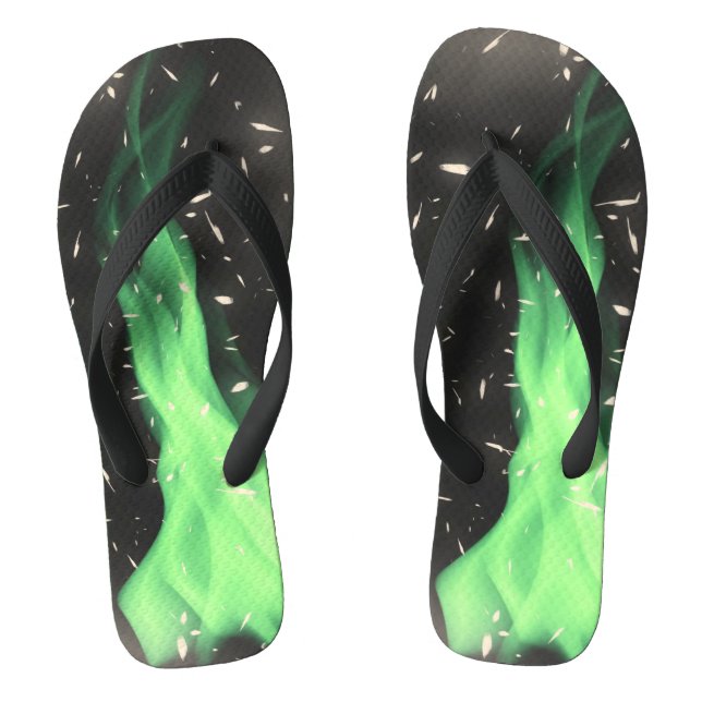 Green flame thongs (Footbed)