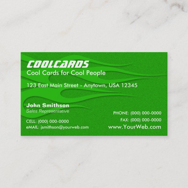 Green Flames Business Card (Front)