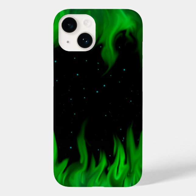 Green Flames in the Starlight Sky Case-Mate iPhone Case (Back)
