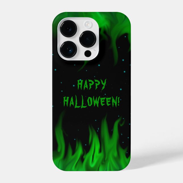 Green Flames in the Starlight Sky iPhone Case (Back)